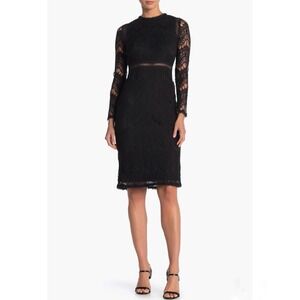 Love by Design Lace Long Sleeve Midi Dress Black Cocktail Party Formal Small NWT